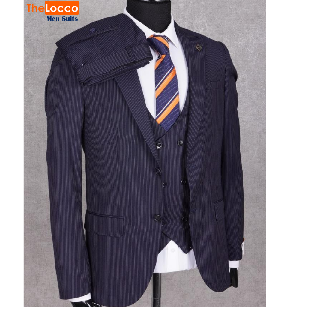 Classic Fit Tone on Tone Pinstripe Suit Color Navy main image 0