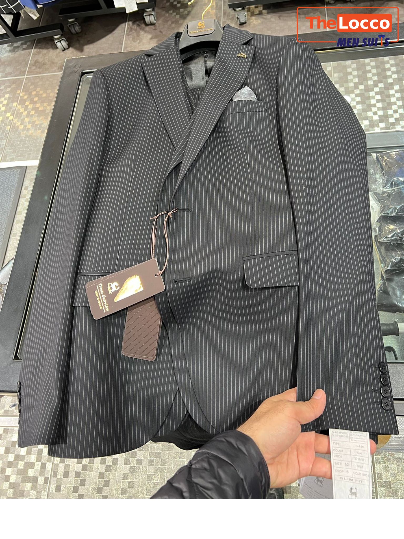 Stripped 2-Piece Suit Charcoal Grey - TheLocco